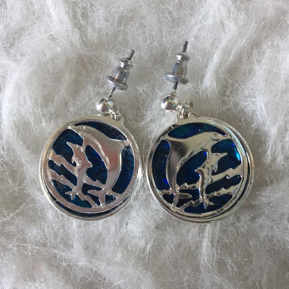 Jewelry - Blue & Silver Dolphin Earrings